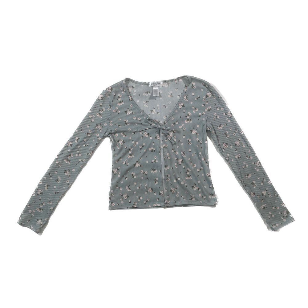 Tilly's White Fawn | Girls Floral Tied Front Cardigan Mint Green | Large